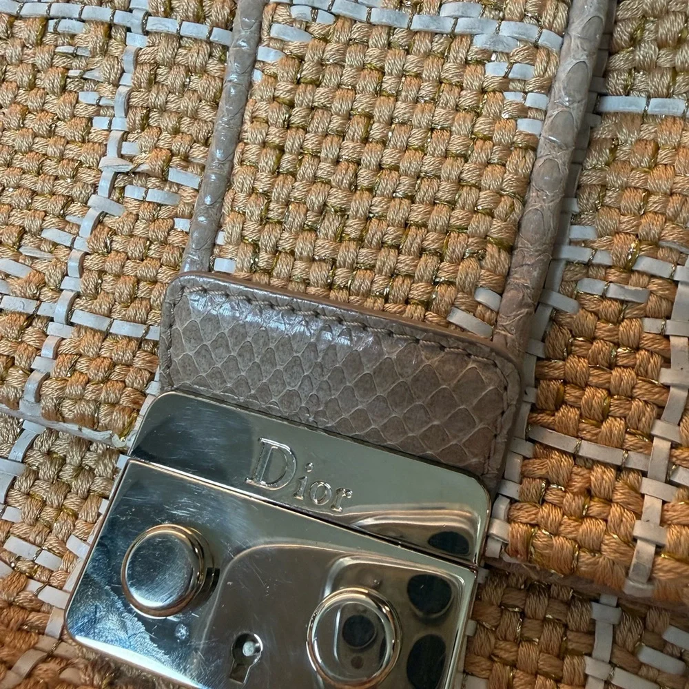 Dior Limited Edition Miss Dior Flap Bag Woven Tweed & Python Snakeskin Trim - Picture 10 of 16